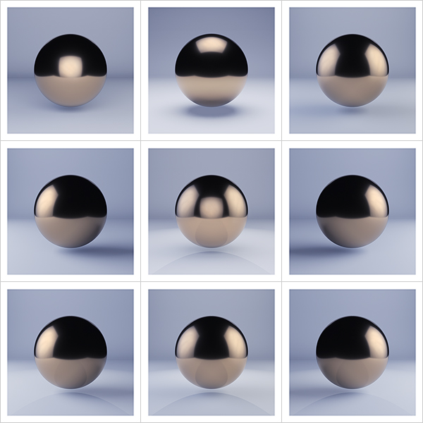A sphere lit from the top V1 000 - 2018 - A sphere lit from the top, four sides and some of their combinations. V1. (Nine Months of Sol Lewitt's Life)